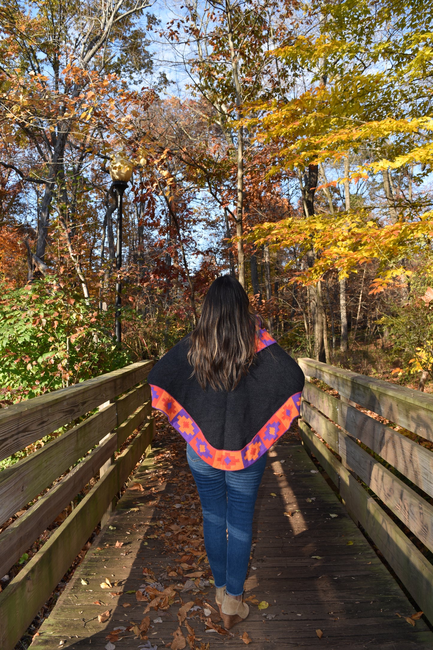 Dark grey knitted turtleneck poncho, alpaca poncho with sleeves.